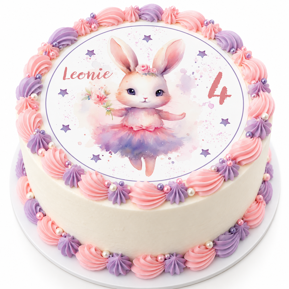 MUCKKI-PRO:cb074999fa24ab7551220f3c12340f82ffbfd100677a867542187d4064475f27:Tortenaufleger Geburtstag Hase 2 Name & Zahl (20cm)