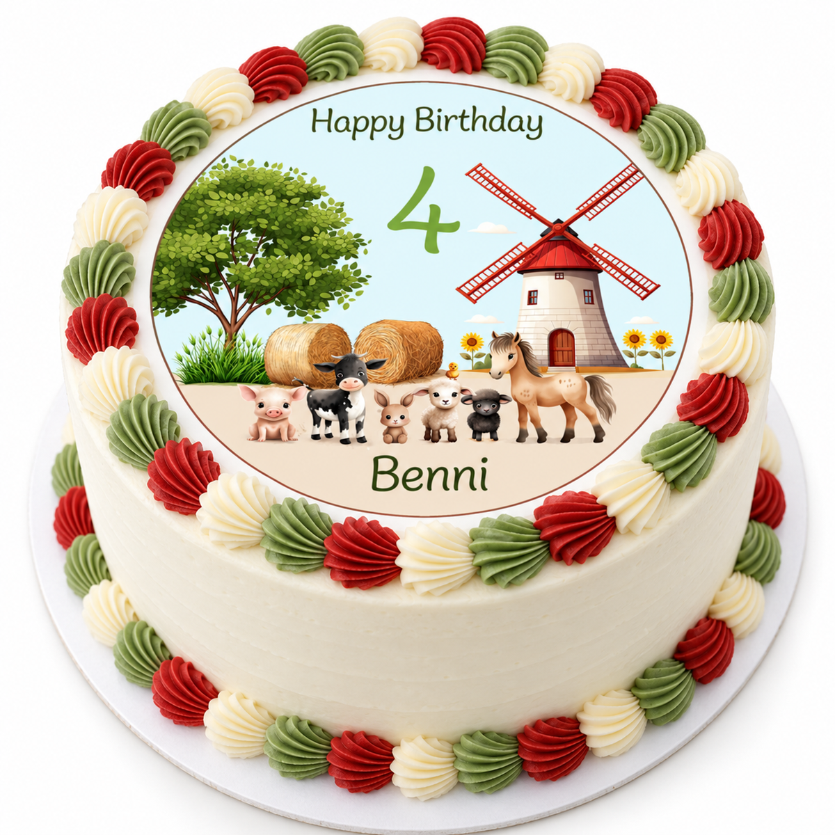 MUCKKI-PRO:0b89c3ce4388c7d79e4578c9cd83f53447f1adacfceb9d239a138a3e94931586:Tortenaufleger Geburtstag Bauernhof 2 Name & Zahl (20cm) Fondant Papier