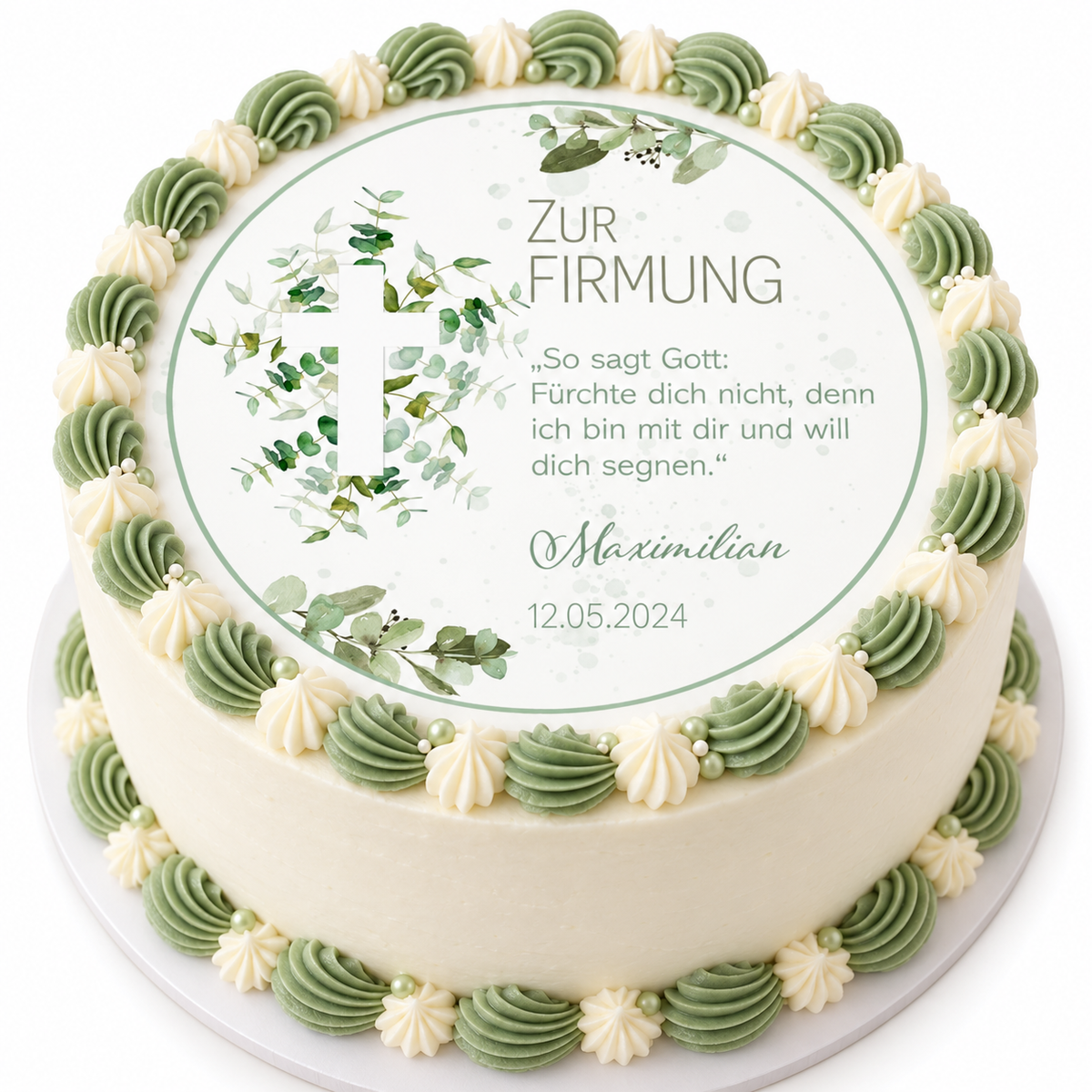 MUCKKI-PRO:b2ee30274256a8e71f5b9cdec36721a3f4fd5db49cafecd88bda017e09e0cb04:Tortenaufleger Firmung Kreuz 1 Name & Datum (20cm)