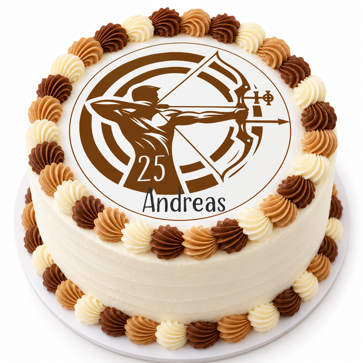 MUCKKI-PRO:609f30da56fa6172b4a36b2507656705e17966522aae0d03fd7fcfb4947da4c4:Tortenaufleger Geburtstag Archer 2 Name & Zahl (20cm) Fondant Papier