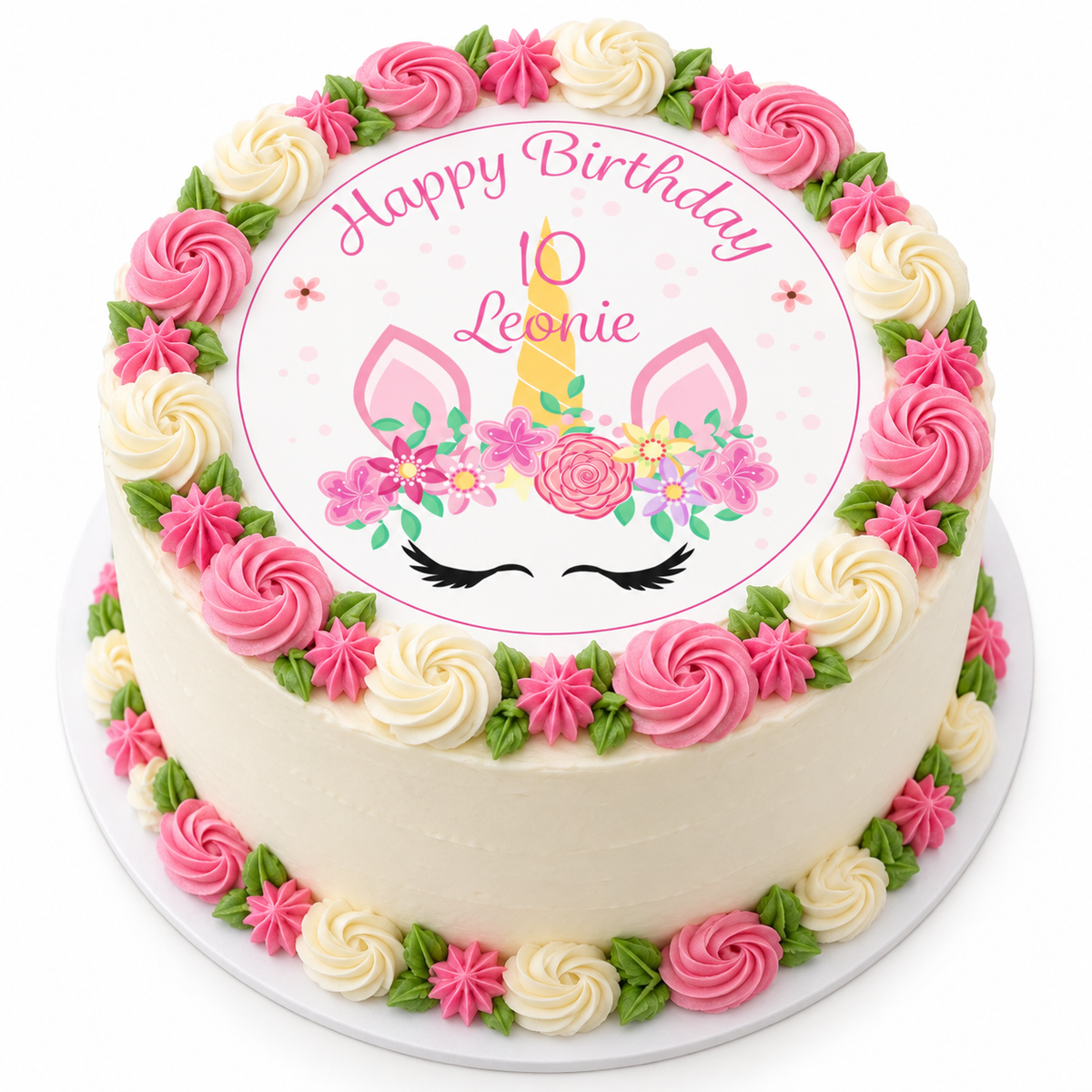 MUCKKI-PRO:383ecf5afd26aab0d05ea469c4f097aac0e9ed0ddb8b1c078beddb9e5a76fa3f:Tortenaufleger Geburtstag Einhorn 2 Name & Zahl (20cm) Fondant Papier