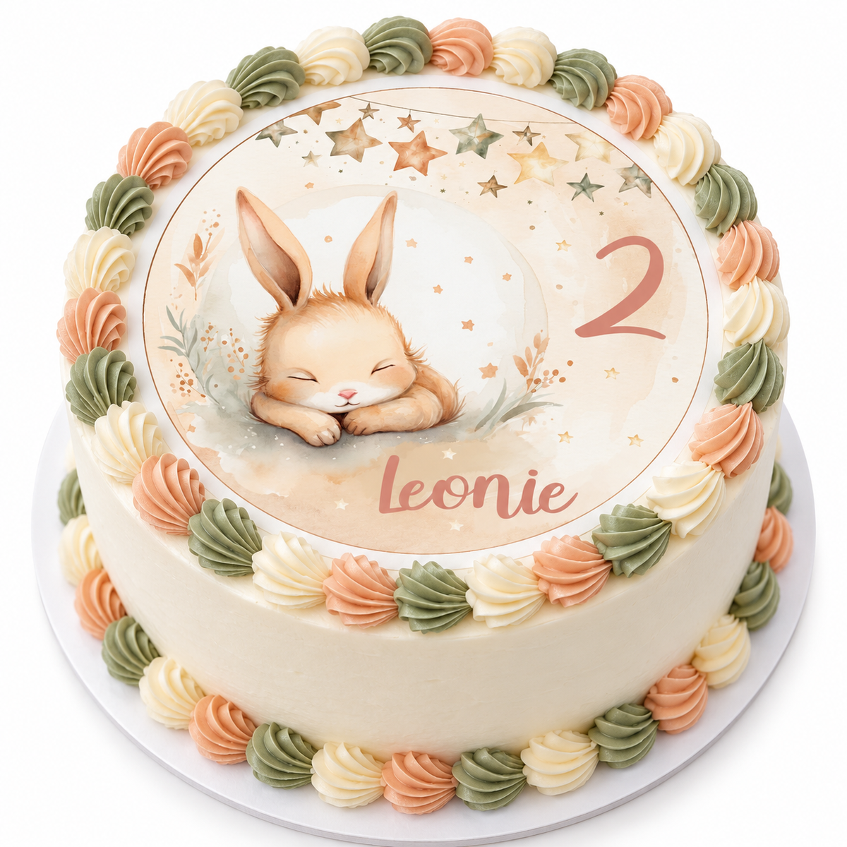 MUCKKI-PRO:e2cd8774be789f9d3f322cdbe947827b4fda7b14c8a0763edd986bbcda854b45:Tortenaufleger Geburtstag Hase 1 Name & Zahl (20cm)