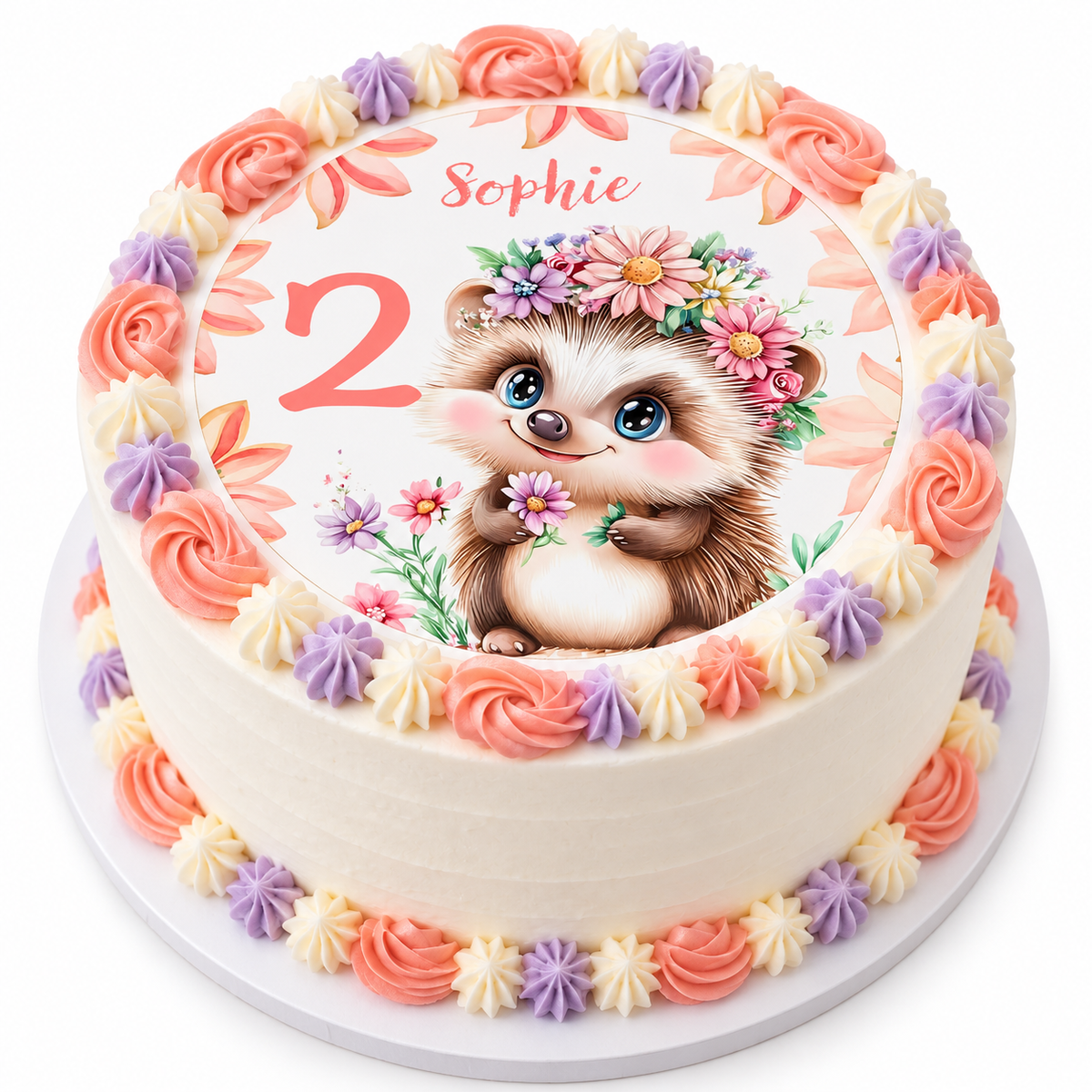 MUCKKI-PRO:eb1dbf40b8e095870fedf926dd18f8f21b59c136f71637191c06fb4f309f2ded:Tortenaufleger Geburtstag Igel 1 Name & Zahl (20cm) Fondant Papier