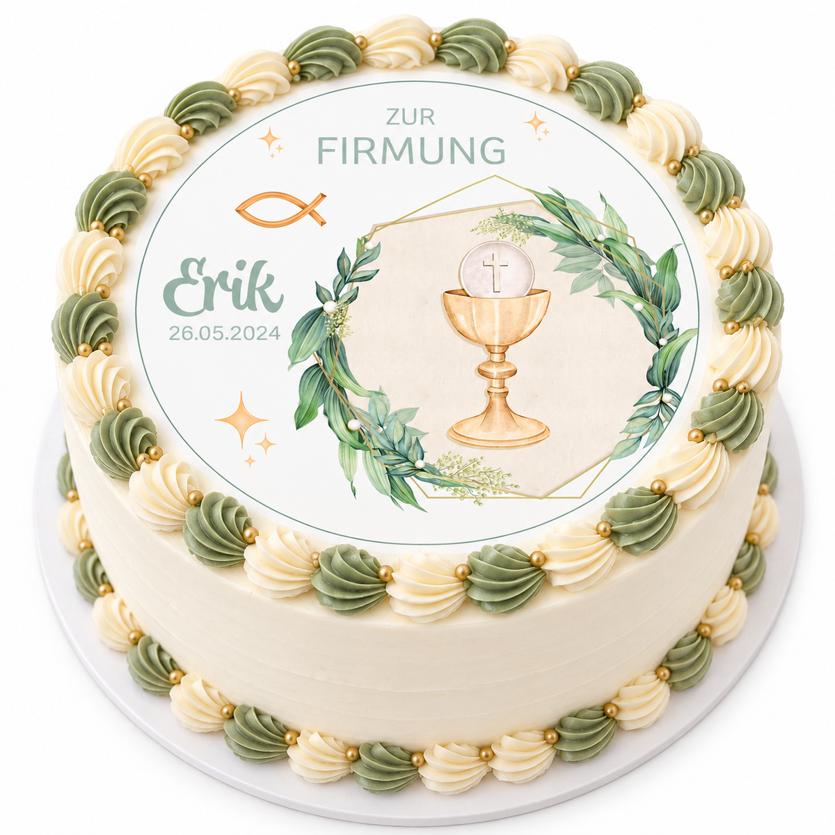 MUCKKI-PRO:6693b04254b9762ab8968ef52ea981cb12a693cb23b776185658c5360cad5639:Tortenaufleger Firmung Kelch 1 Name & Datum (20cm)
