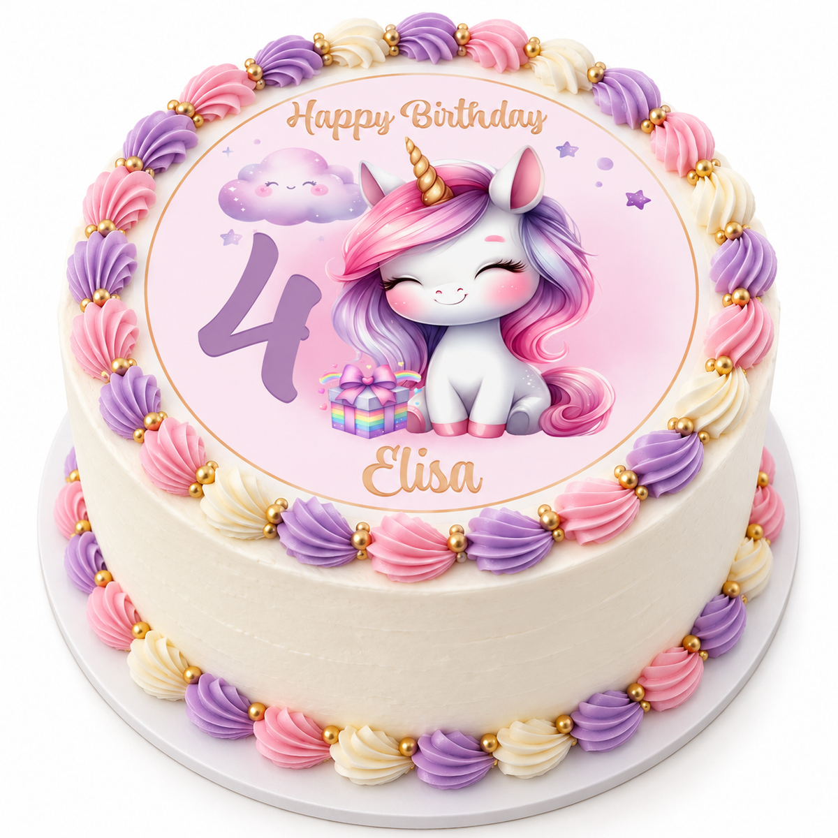 MUCKKI-PRO:9174e0c409b5e157e0383f45b405ef44519cb210c8f89baf166cfc3a991edeea:Tortenaufleger Geburtstag Einhorn 6 Name & Zahl (20cm) Fondant Papier