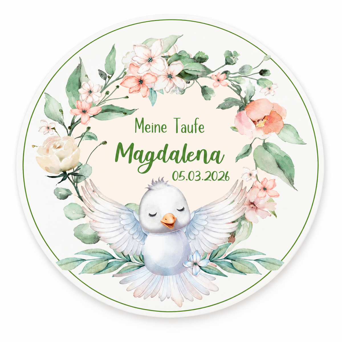 MUCKKI-PRO:f7eb34adaa042c93e1841516060449e7cac3afe66928a9a2beb5e474bf04face:Tortenaufleger Taufe Vogel 1 Name & Datum (20cm)