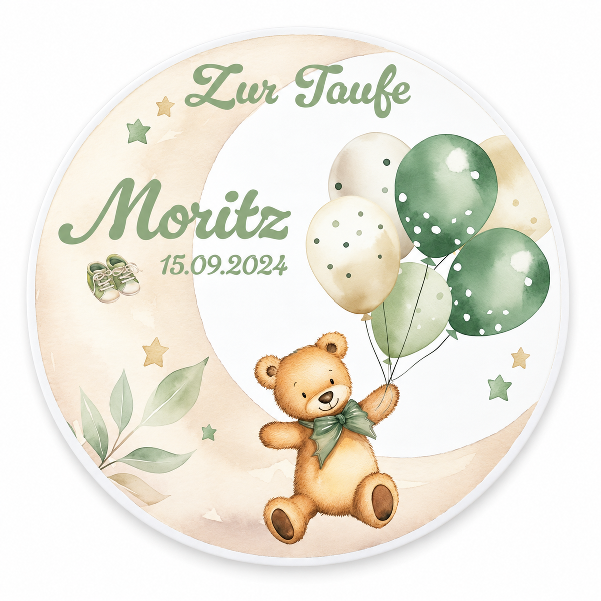 MUCKKI-PRO:1fbf104e49ef5f774bc08f6c3a16b942979550db1c95a8f34e6113a6513dcdca:Tortenaufleger Taufe Bär 1 Name & Datum (20cm)