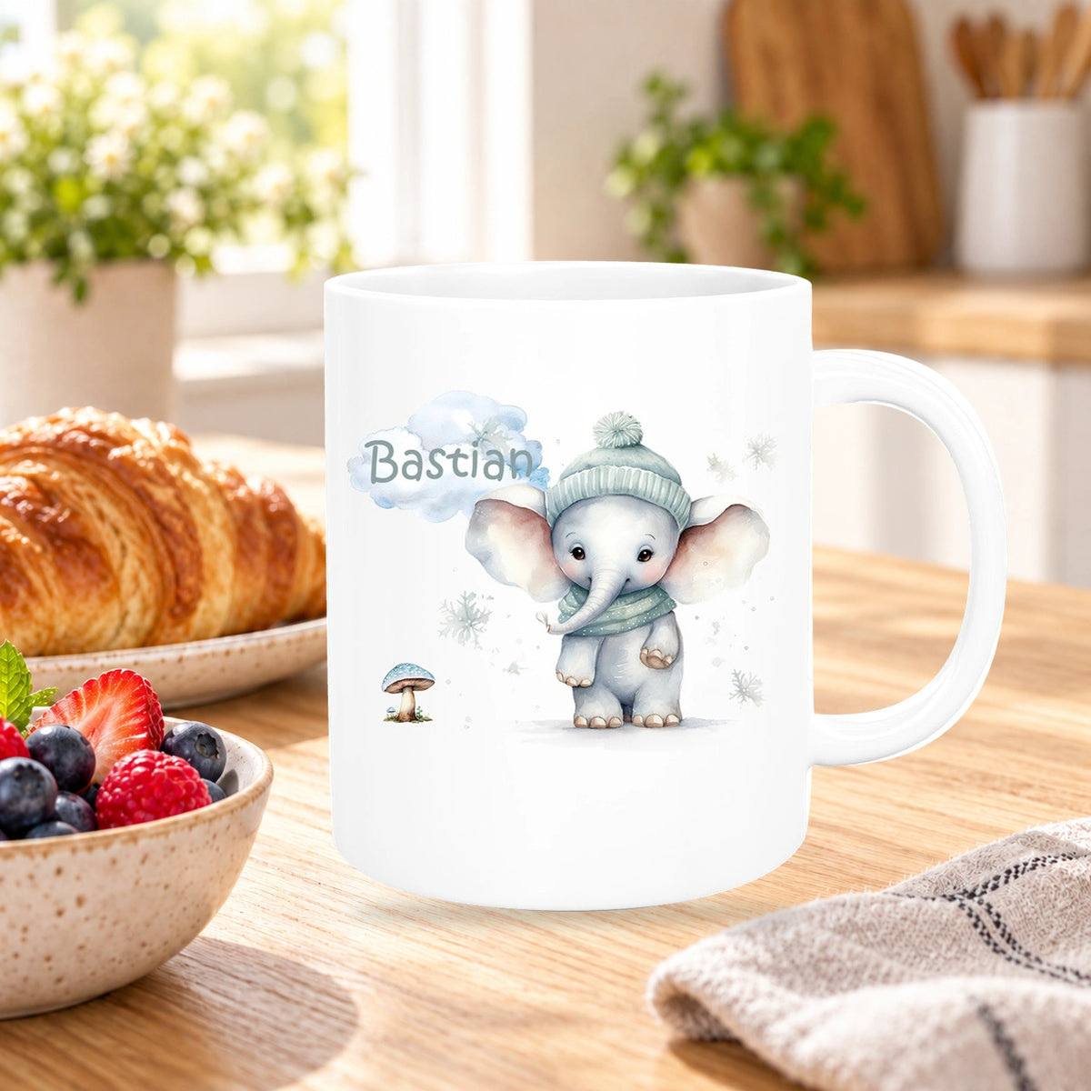 Tasse Wunschname Weihnachten Elefant 1 Keramik Kinderbecher versch. Farben