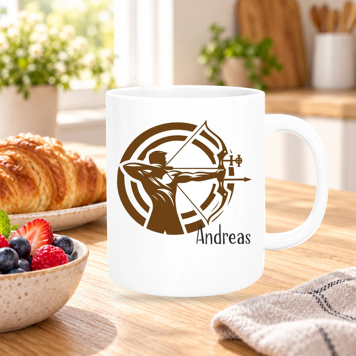 Tasse Bogenschütze 2 Wunschname Keramik personalisiert versch. Farben