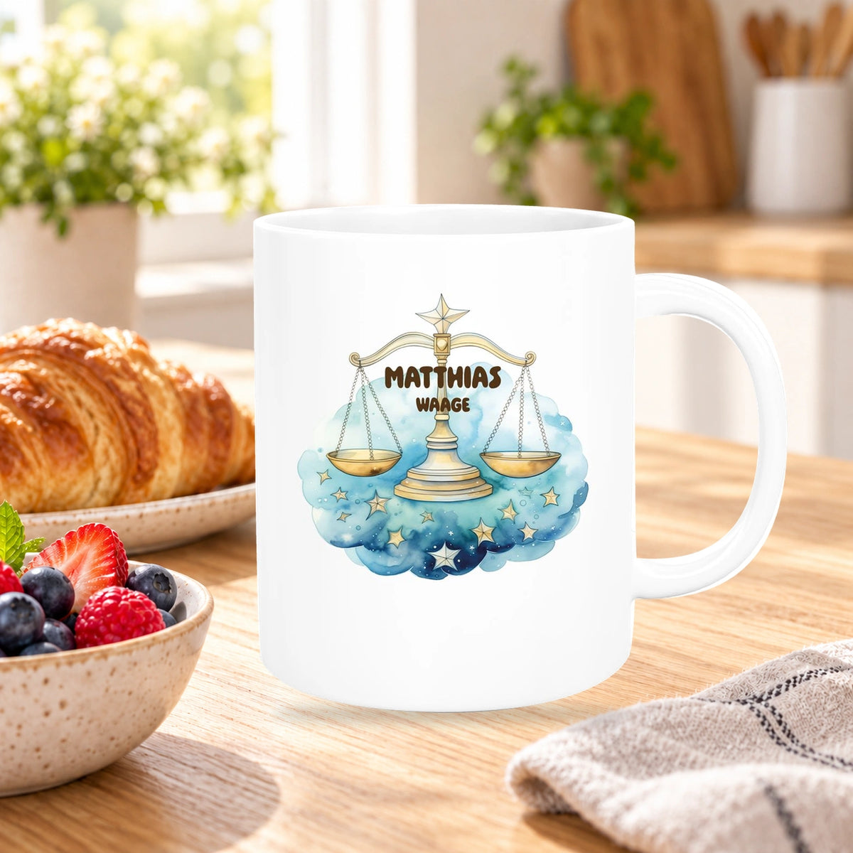 Tasse Sternzeichen Kinder Waage 1 Wunschname Keramik Kinderbecher personalisiert versch. Farben