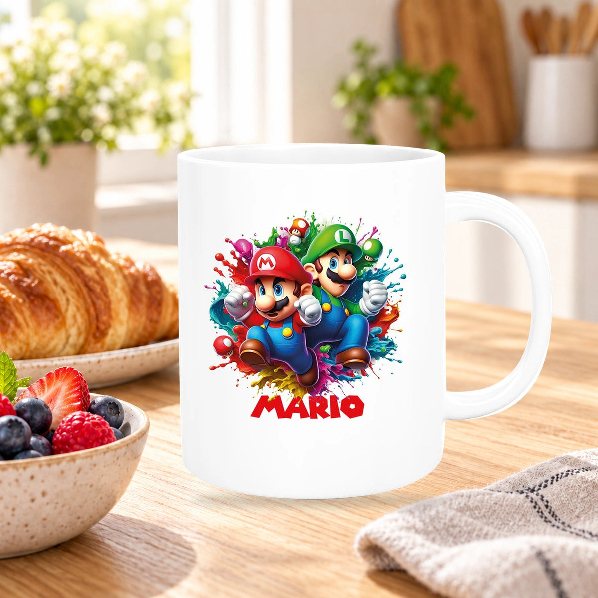 MUCKKI-PRO:6aeec6371caaaeae9cd0d4305748b09db5b9e6574baa3224fe97fe8df11ca690:Tasse Wunschname Super-Mario 3 Keramik Kinderbecher personalisiert versch. Farben