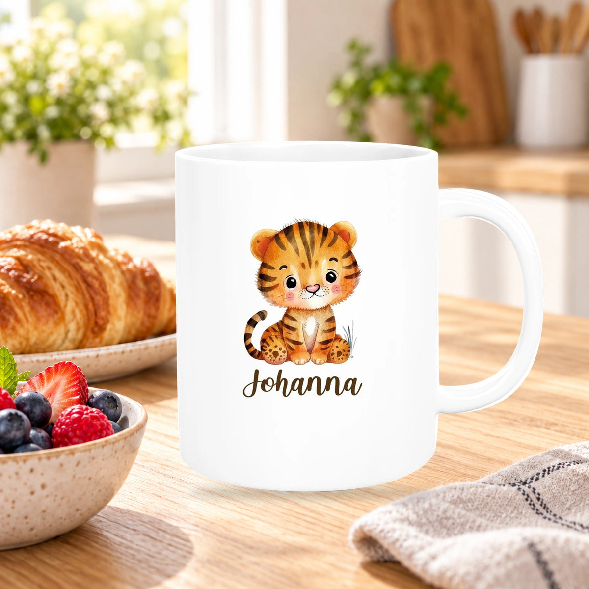 Tasse Wunschname Tiger 1 Keramik Kinderbecher versch. Farben