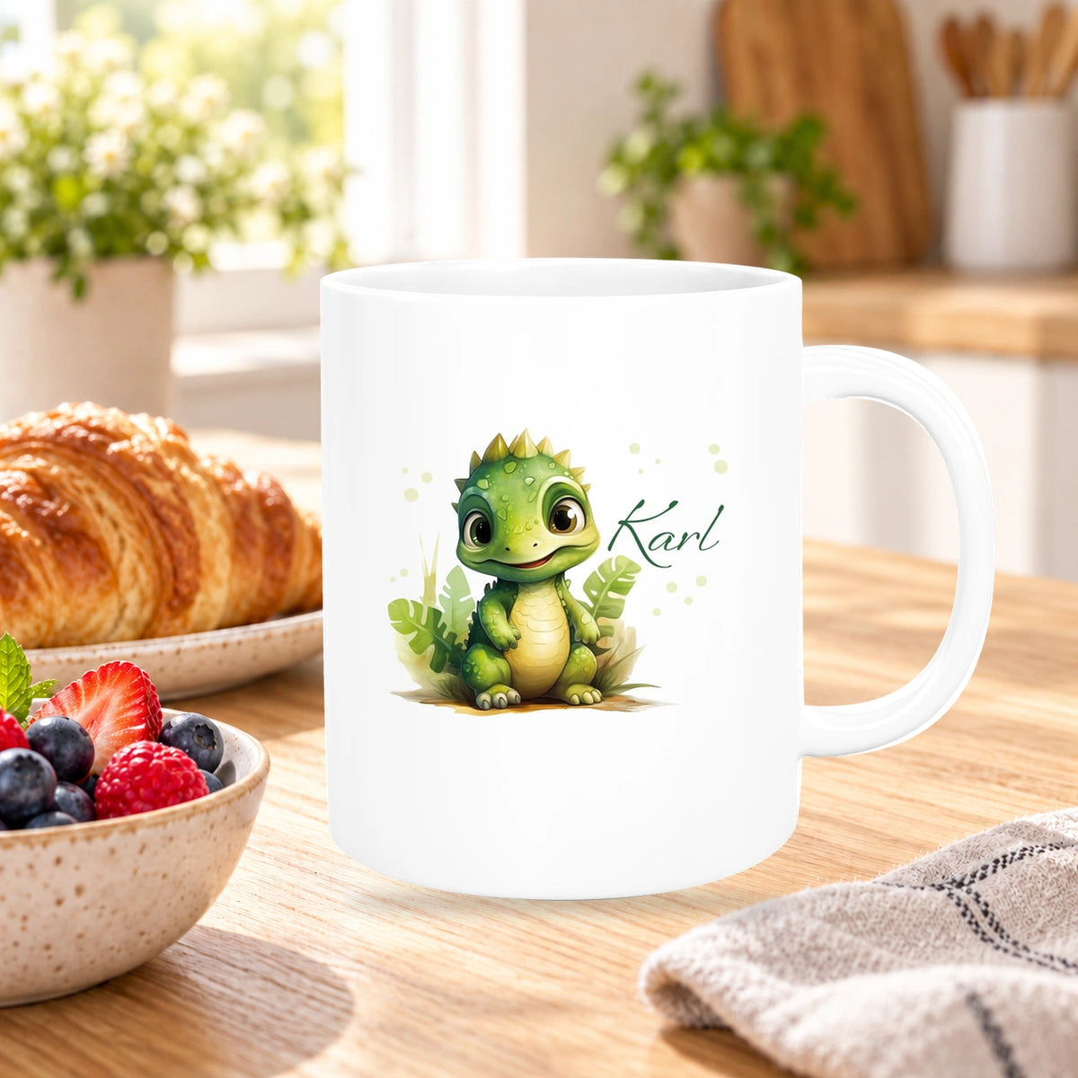 Tasse Dino 16 Wunschname Keramik Kinderbecher Personalisiert versch. Farben