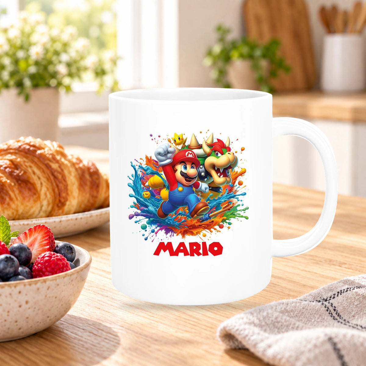 MUCKKI-PRO:d11e49e638dc6181542eeeb31c6bec289e13cba7a58bc135a768ae5e2de1e2c9:Tasse Wunschname Super-Mario 5 Keramik Kinderbecher personalisiert versch. Farben