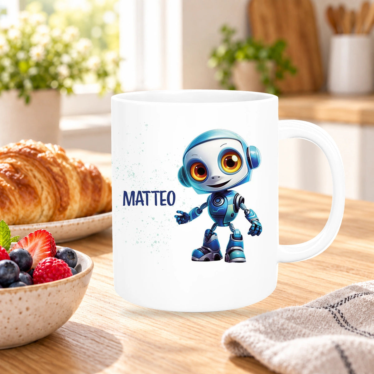 MUCKKI-PRO:7b2e428d30818ad03f1e297a5f622c4975a96eeaed81712adb722adad4625ae7:Tasse Wunschname Roboter 2 Keramik Kinderbecher versch. Farben