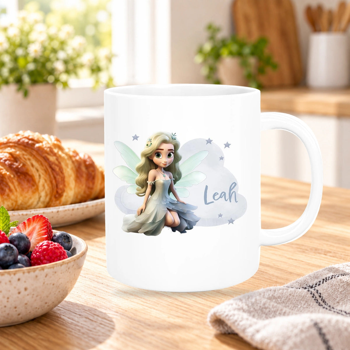 Tasse Fee 4 Wunschname Keramik Kinderbecher personalisiert versch. Farben