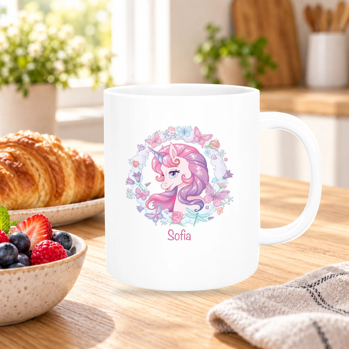 Tasse Wunschname Einhorn 1 Keramik Kinderbecher personalisiert versch. Farben