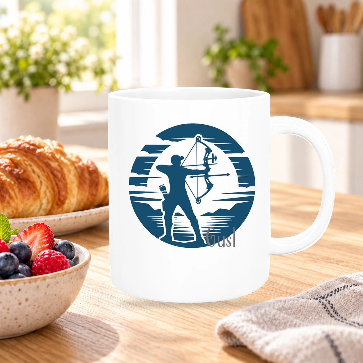 MUCKKI-PRO:dc5c2474cdd931c522b741fd4a4a6c078c3b580238b1520b8c655a6b33d0ac56:Tasse Bogenschütze 3 Wunschname Keramik personalisiert versch. Farben