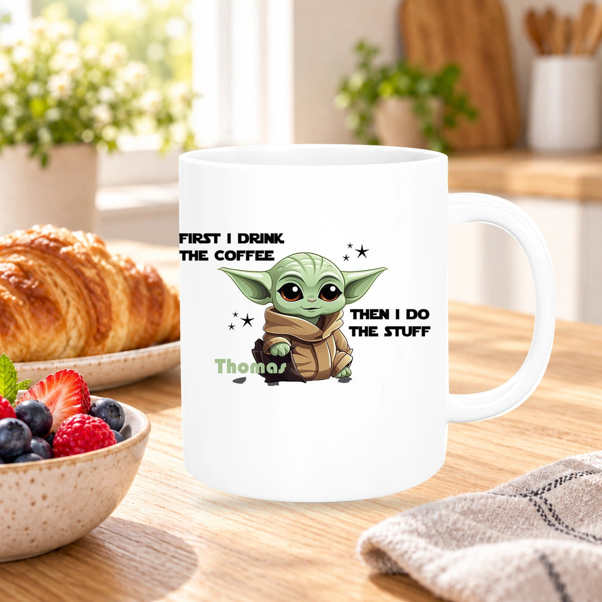 Tasse Wunschname Baby-Yoda 2 Keramik Kinderbecher personalisiert versch. Farben