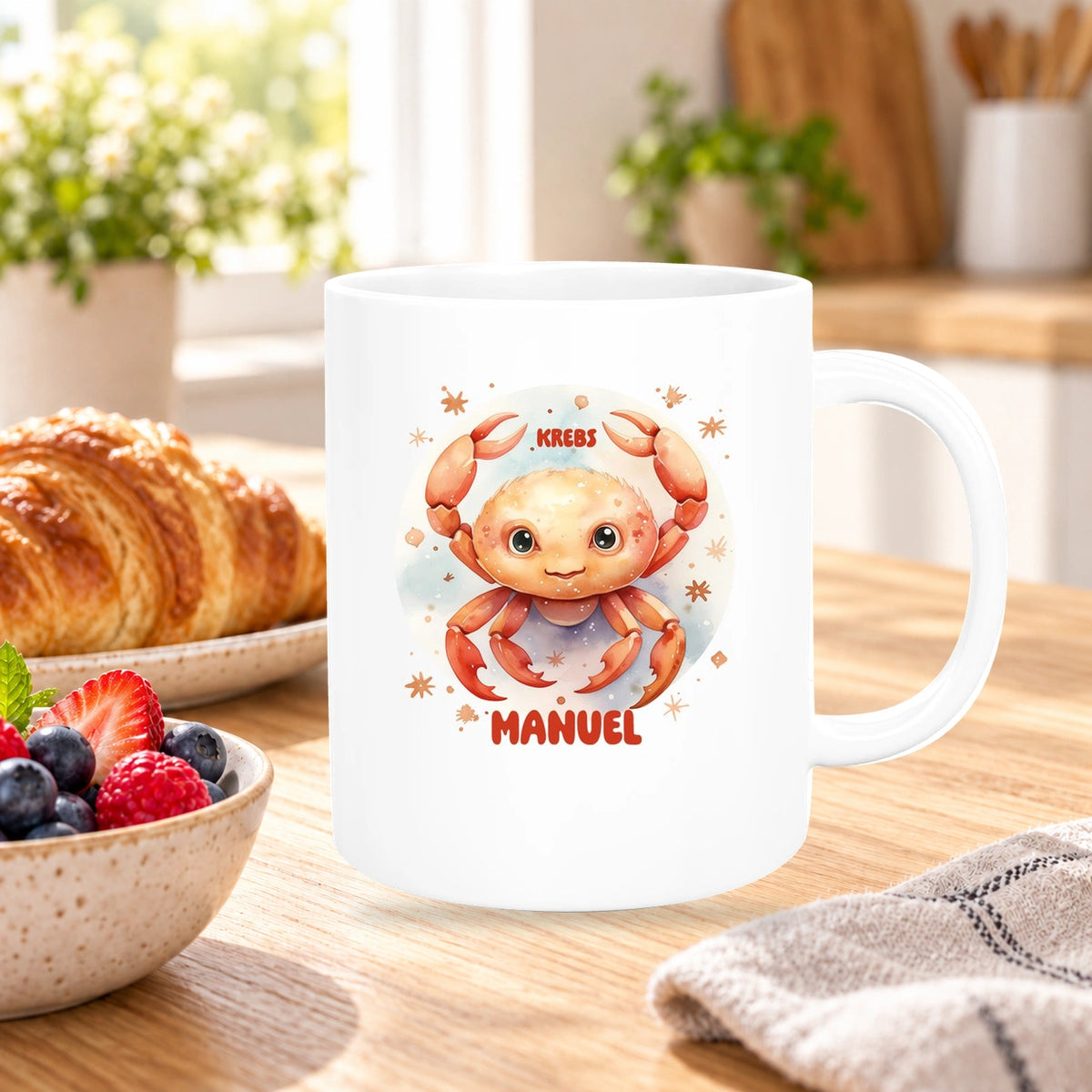 Tasse Sternzeichen Kinder Krebs 1 Wunschname Keramik Kinderbecher personalisiert versch. Farben