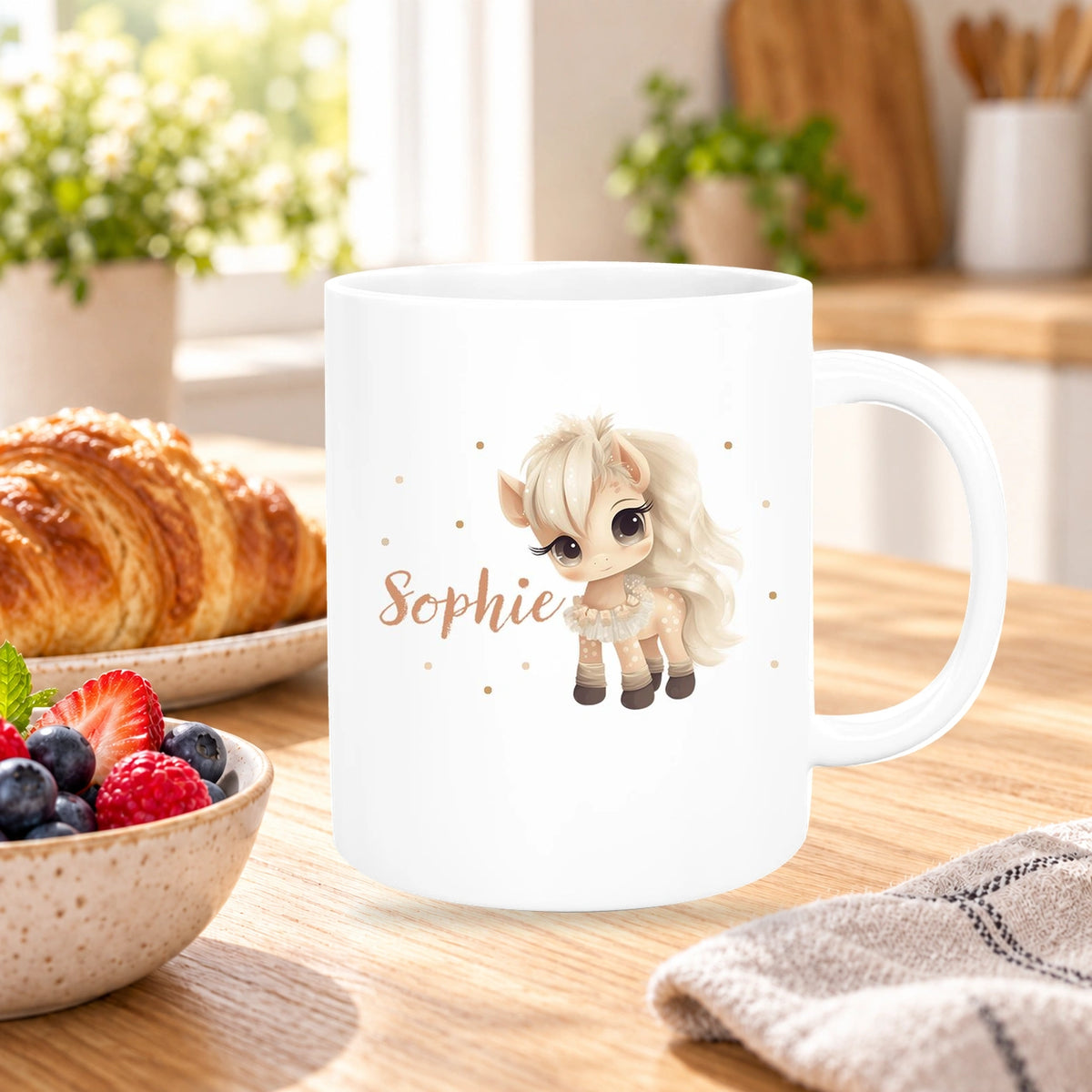 Tasse Pferd 8 Wunschname Keramik Kinderbecher personalisiert versch. Farben