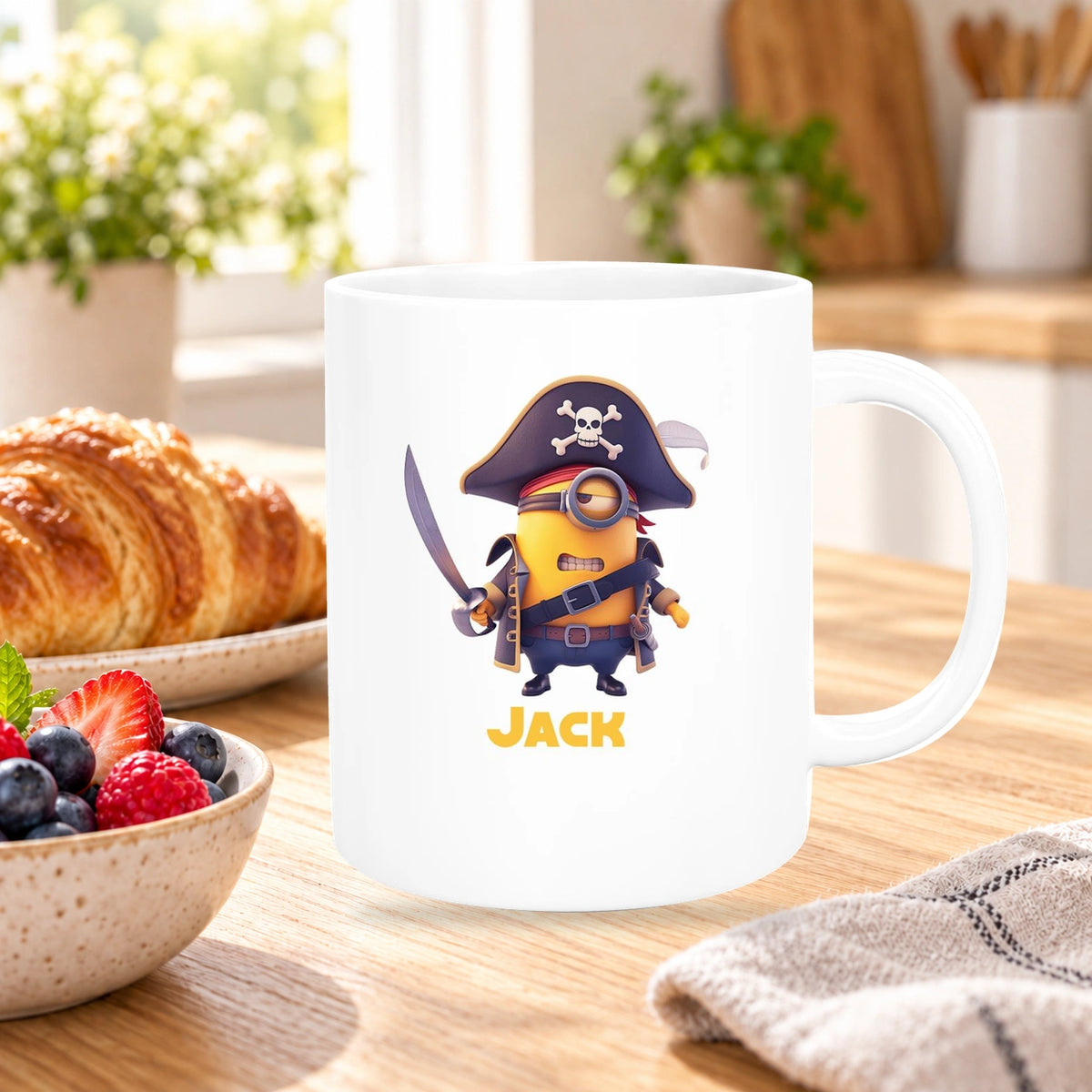 Tasse Minions Kinder Minion 1 Pirat Wunschname Keramik Kinderbecher personalisiert versch. Farben