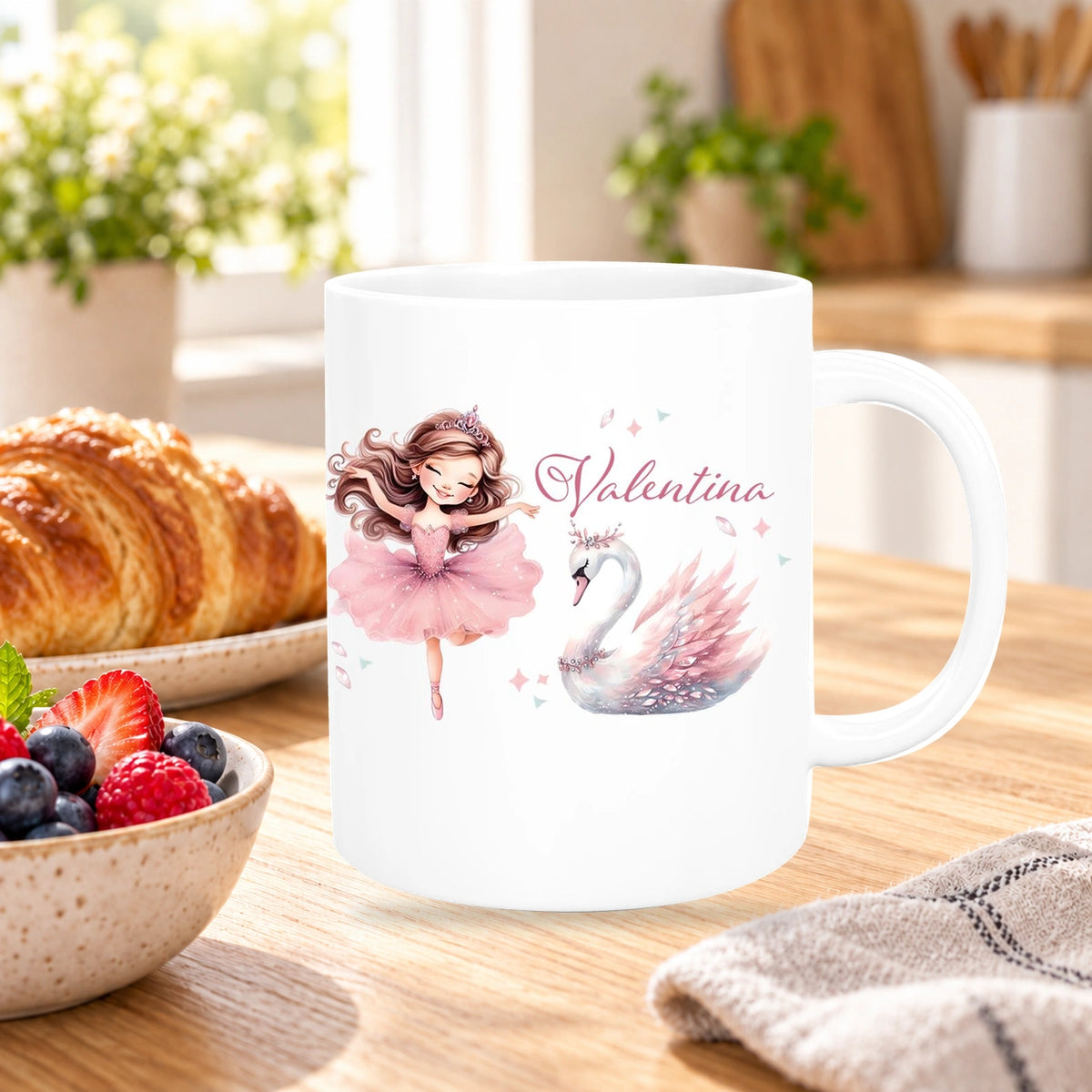 Tasse Ballerina 2 Wunschname Keramik Kinderbecher personalisiert versch. Farben