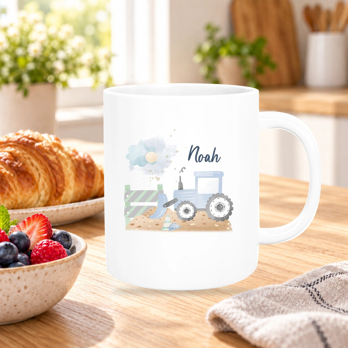 MUCKKI-PRO:04cdedf7f2a95b46b7b7ba038eb56bd0780e4983c1fa420d5909c2144c037d70:Tasse Wunschname Baustelle Traktor 1 Keramik Kinderbecher versch. Farben