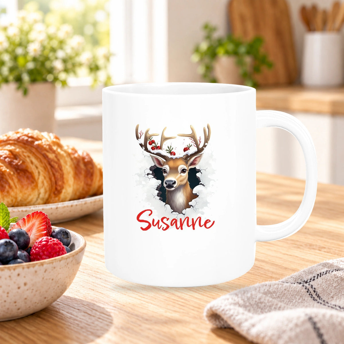 MUCKKI-PRO:274a651bb773fa494cf9a23821fa96a85ae5b6282378d78a416f0a599e439726:Tasse Wunschname Christmas Rentier 2 Keramik Kinderbecher versch. Farben