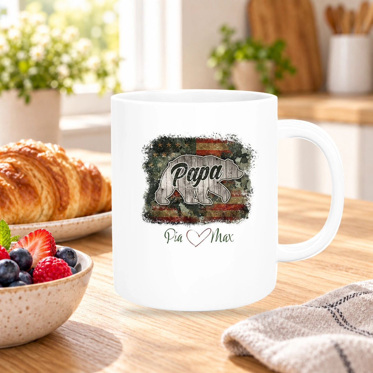 Tasse Vatertag 7 Papa "Bär" Wunschnamen Keramik Personalisiert versch. Farben