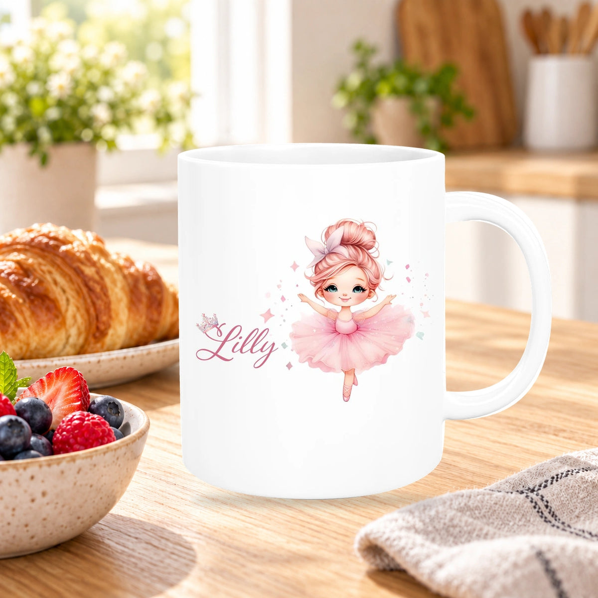 Tasse Ballerina 1 Wunschname Keramik Kinderbecher personalisiert versch. Farben
