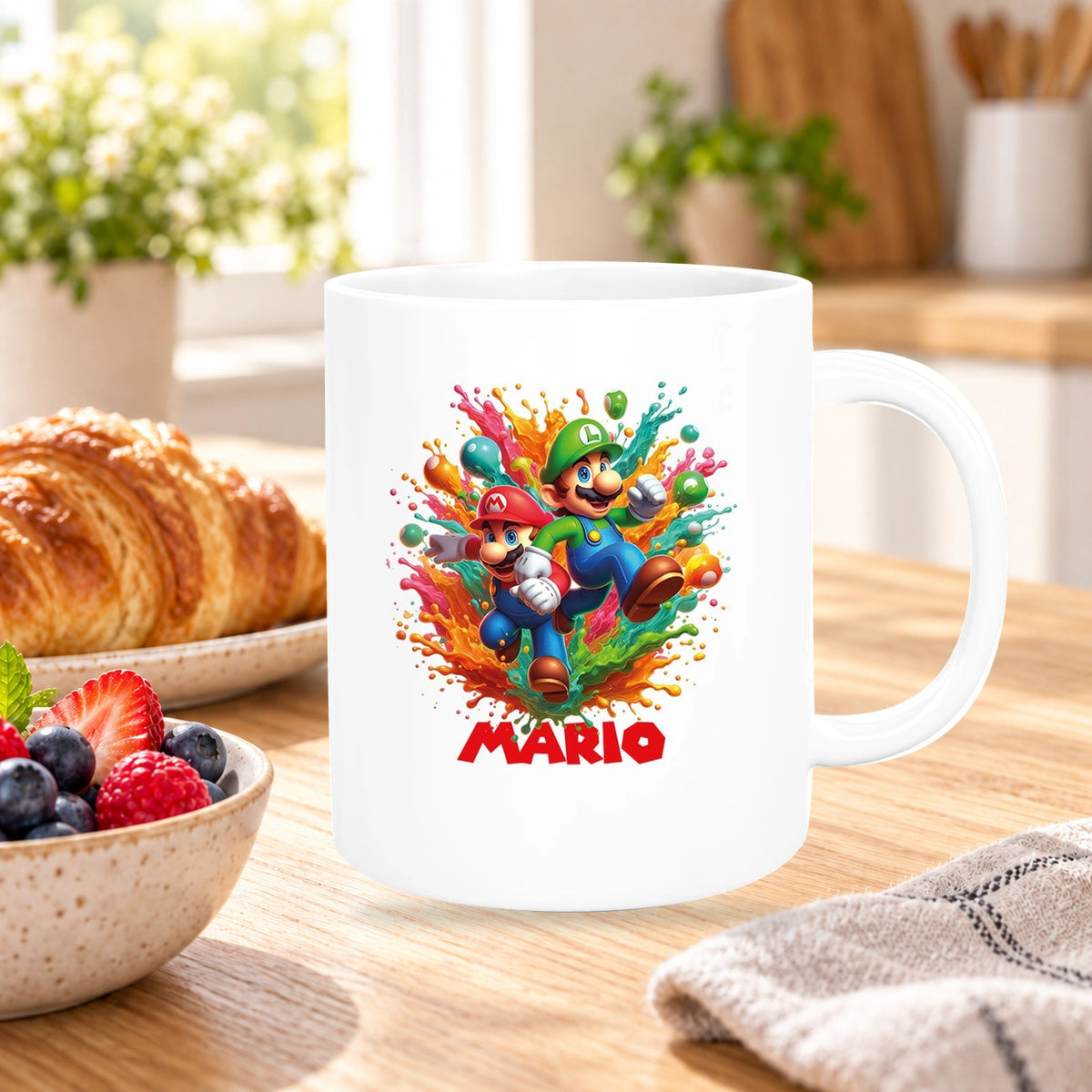 MUCKKI-PRO:5d8888e571017af7452f36004bb38eb6aa197bf6330e3617e80f64fb37d6bccf:Tasse Wunschname Super-Mario 4 Keramik Kinderbecher personalisiert versch. Farben