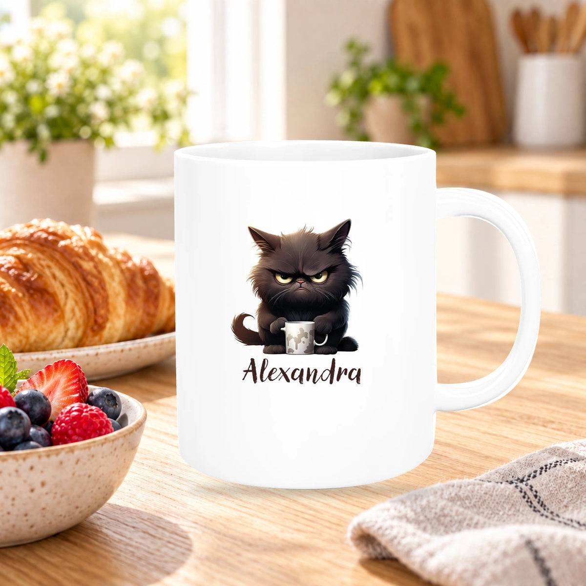 Tasse Katze Grumpy 1 Wunschname Keramik Kinderbecher personalisiert versch. Farben