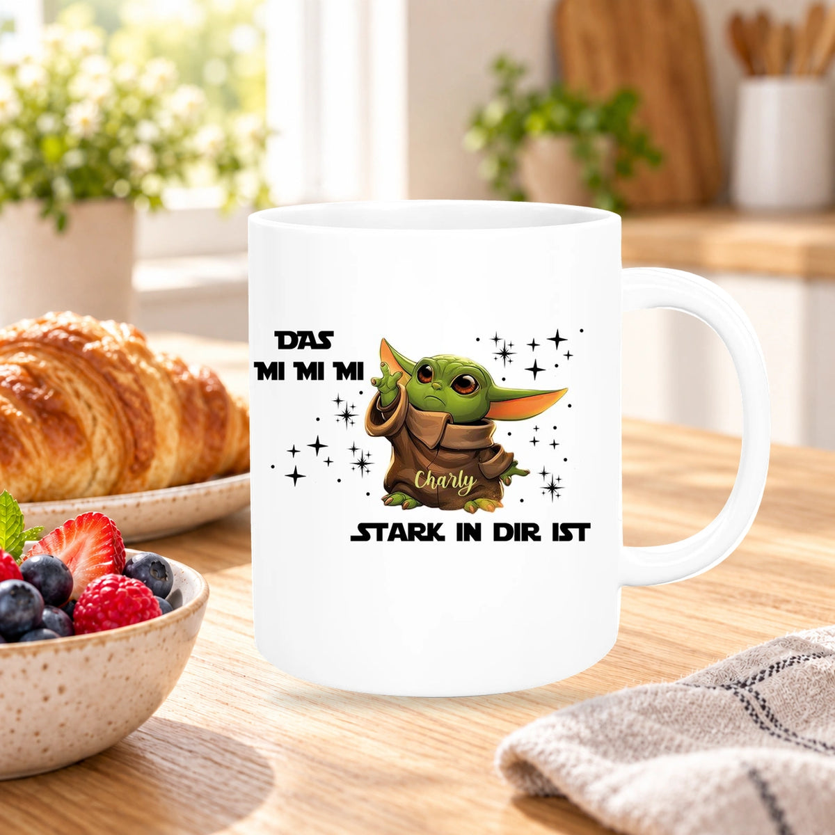 Tasse Wunschname Baby-Yoda 1 Keramik Kinderbecher personalisiert versch. Farben