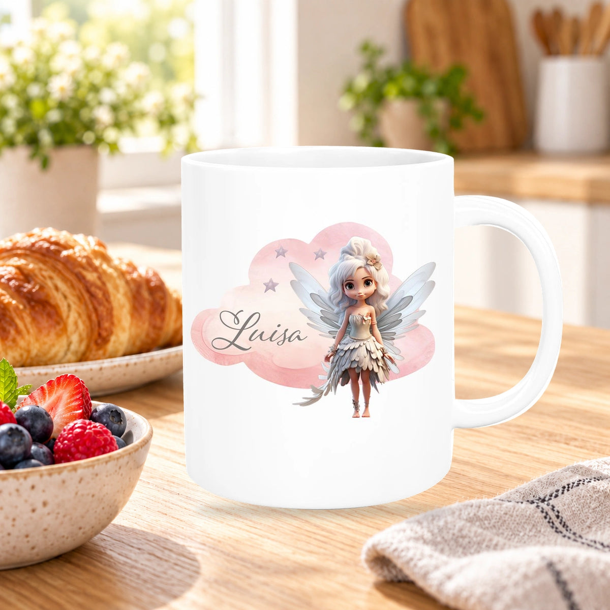 Tasse Fee 1 Wunschname Keramik Kinderbecher personalisiert versch. Farben