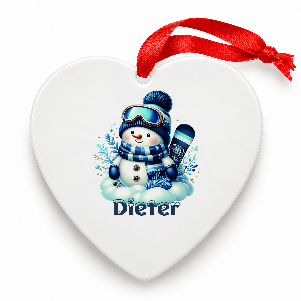 MUCKKI-PRO:ee8d33f1ca45e66530abd219bf92b0ae67b31518c7ad90c153cc065bb9ac3d95:Weihnachtsanhänger personalisiert Schneemann 6 mit Wunschnamen – Rund, Stern, Herz oder Glocke