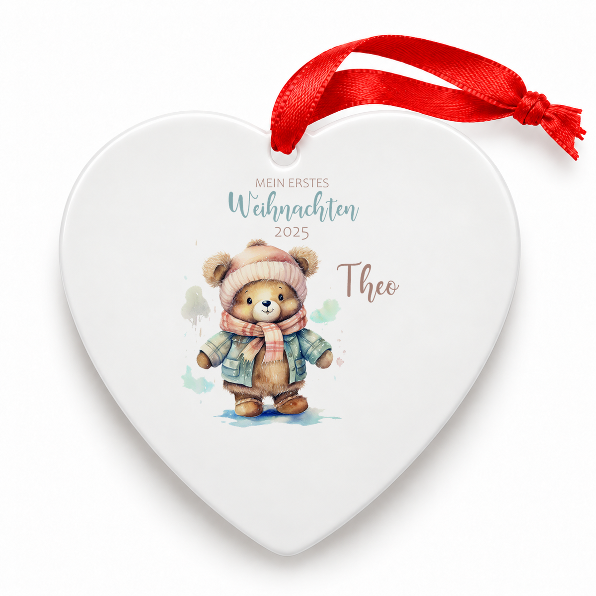 MUCKKI-PRO:d1c219c6f1452e2a27aed57d6eebe3139968642baa48dcf5ac59fd768f08fe24:Weihnachtsanhänger personalisiert Teddy – mein erstes Weihnachten mit Wunschnamen – Rund, Stern, Herz oder Glocke