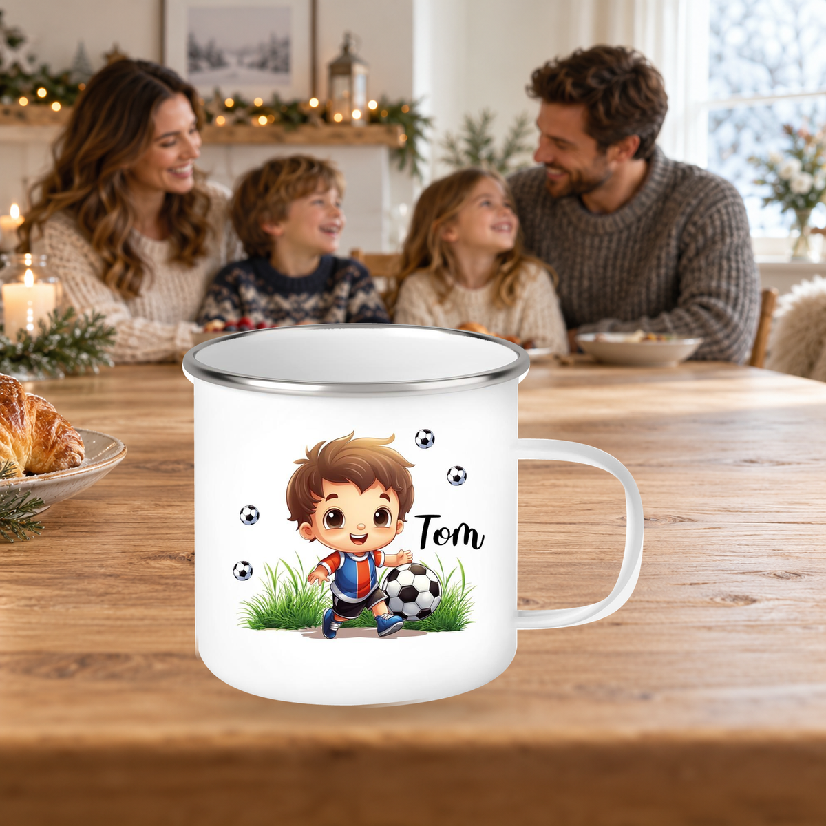 MUCKKI-PRO:8a35d8aabff8a6c10e6477879502517bc66c10b96c15688824ff1c83978789db:Tasse Fußball 8 Wunschname Emaille Kinderbecher personalisiert