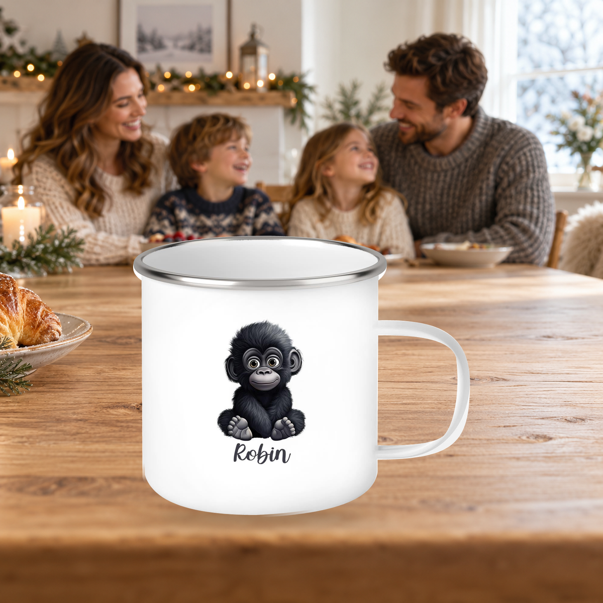 MUCKKI-PRO:0f246de00043d2a15bf997d9121fd28a07cc603f408e4982fdb547c74c872b0d:Tasse Wunschname Gorilla 1 Emaille Kinderbecher