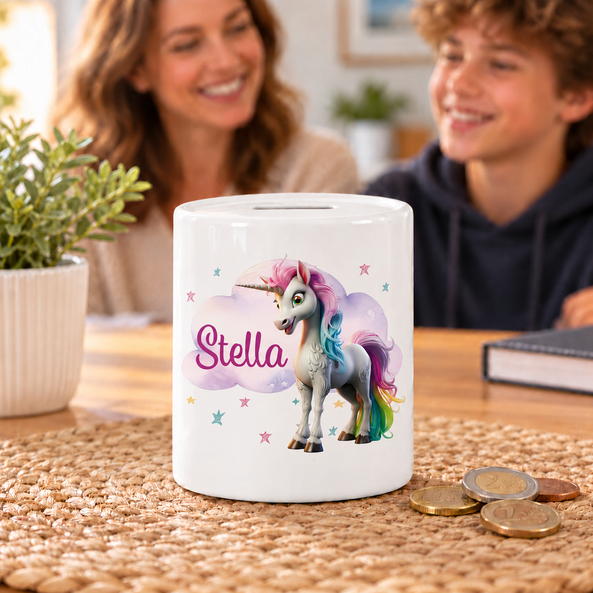 MUCKKI-PRO:aa7f17e3ed8d5a194717cd5e187571623cf3c9ac71e1c5b318ce9d73067544aa:Spardose mit Wunschname Einhorn Wolke 4 personalisiert