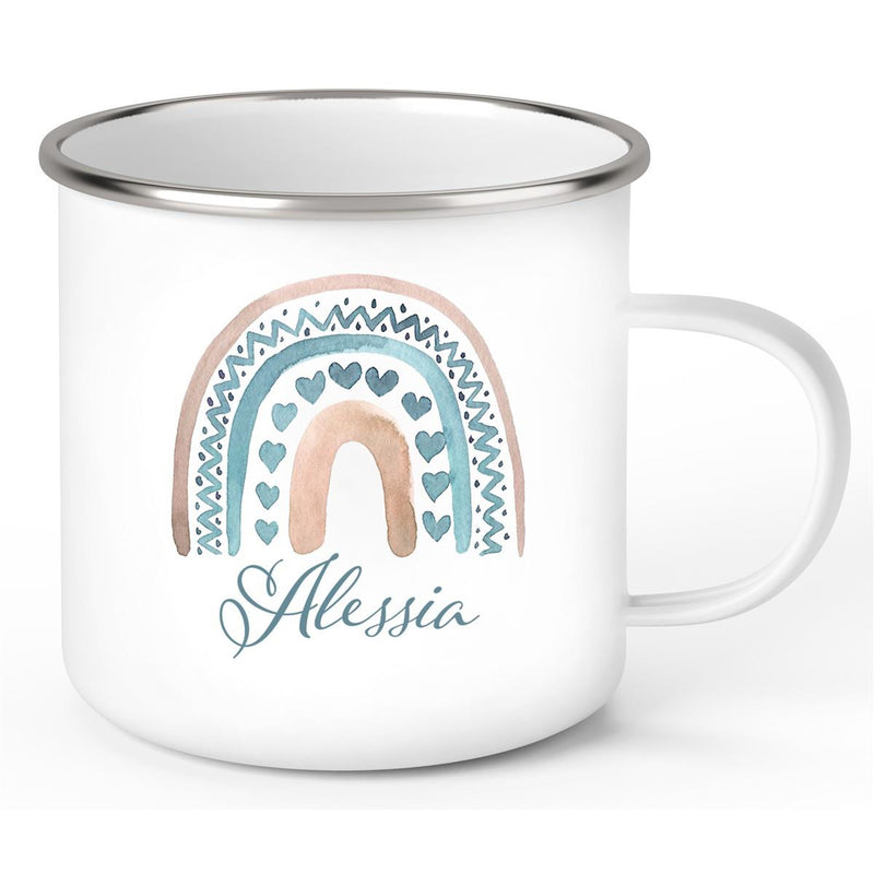 Tasse Wunschname Regenbogen 5 Emaille Kinderbecher
