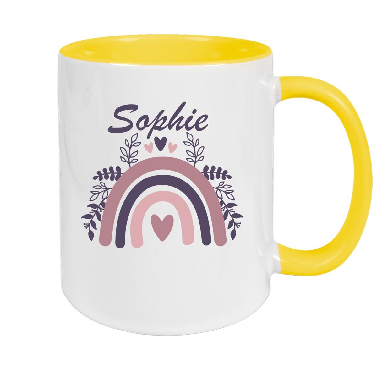 Tasse Regenbogen 8 Wunschname Keramik Kinderbecher versch. Farben