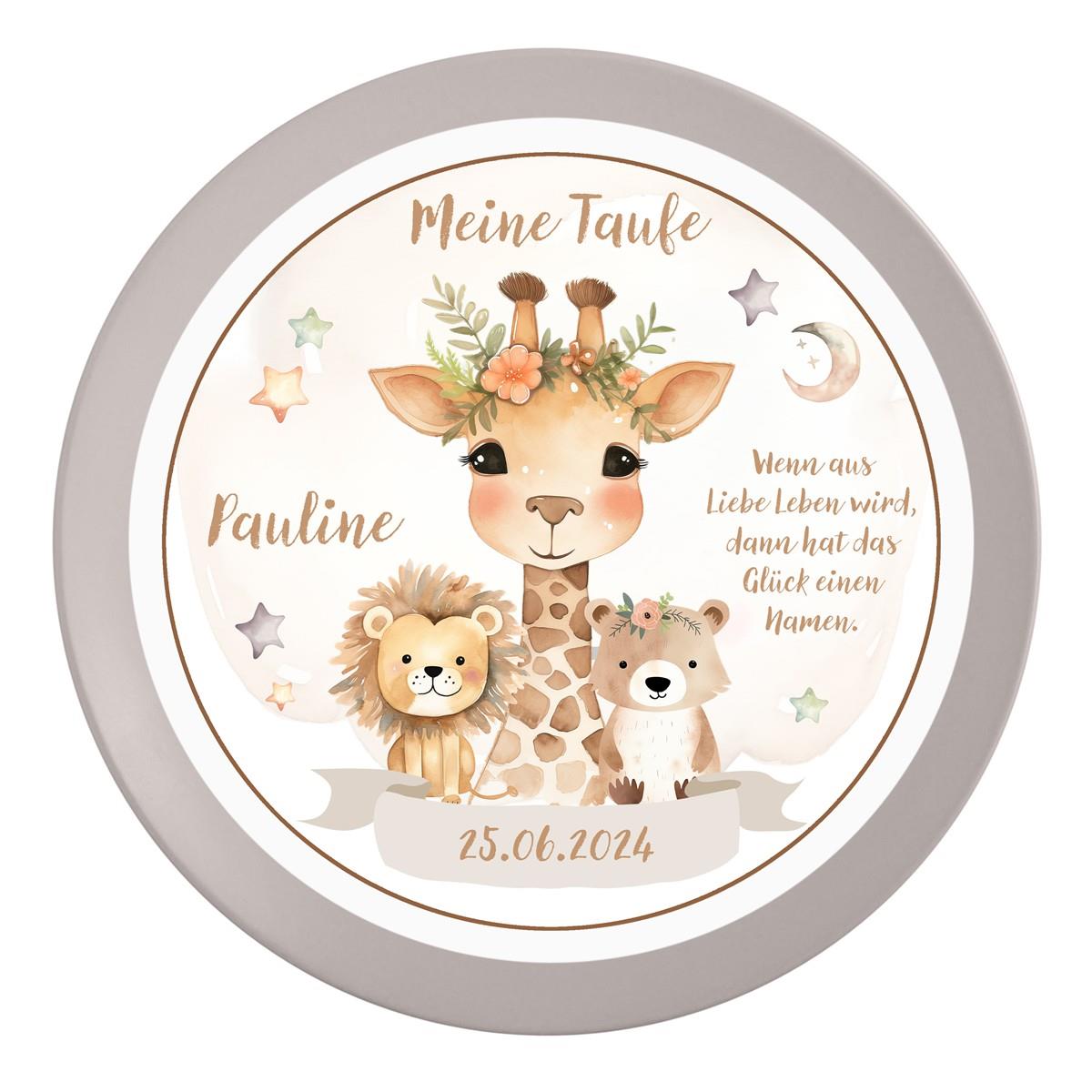 Tortenaufleger Taufe Safari 1 Name & Datum (20cm)