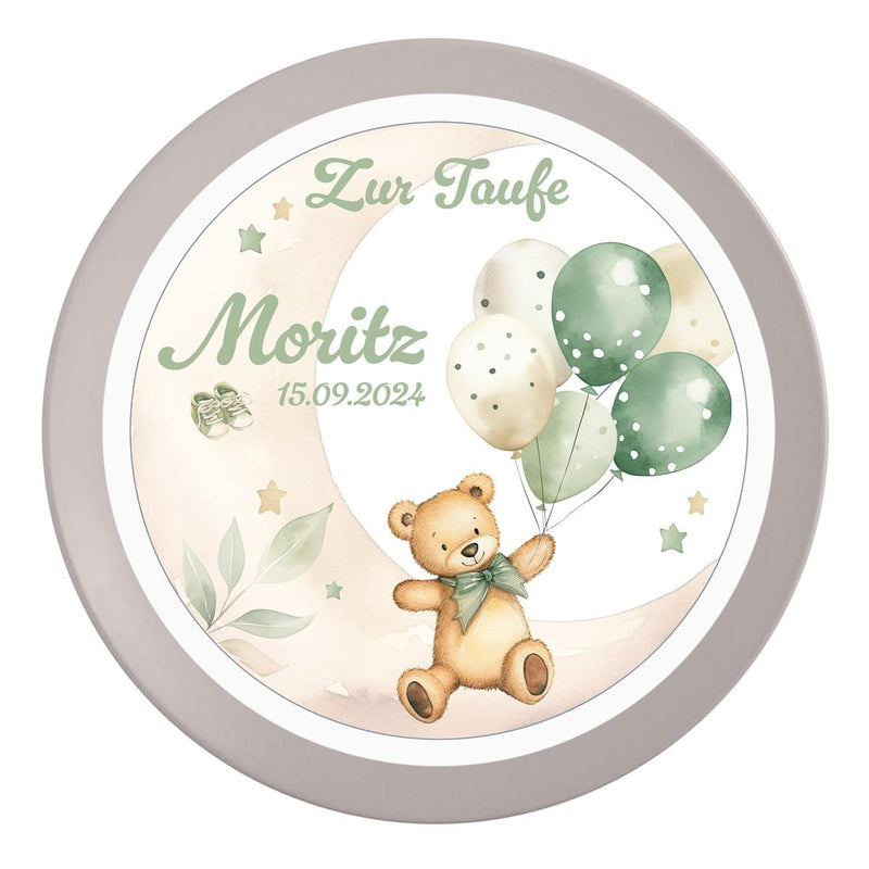 Tortenaufleger Taufe Bär 1 Name & Datum (20cm)