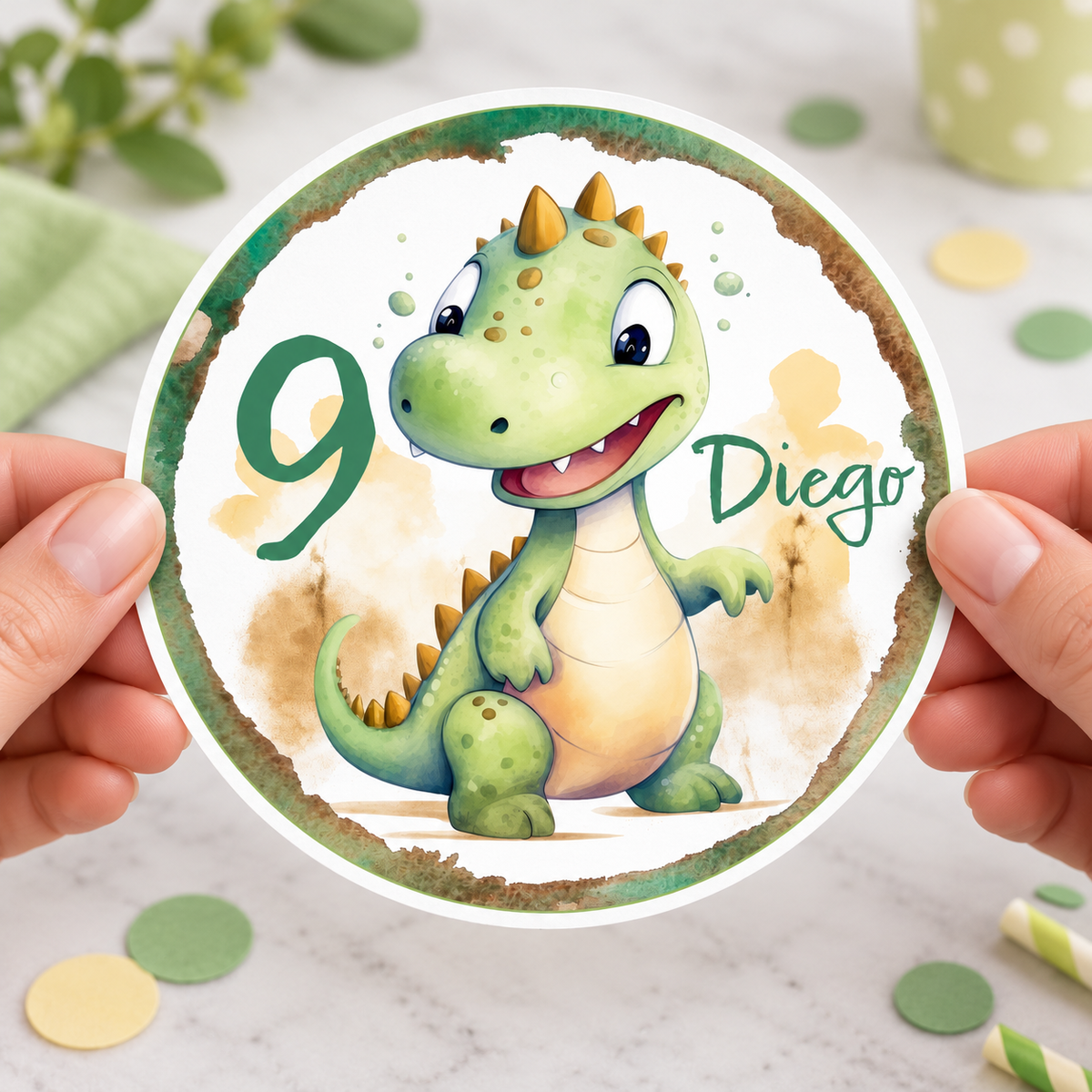 MUCKKI-PRO:b76ae0428461d511818fb337ef0af37e49d380c91bb71aa5da4b1f0a2065de05:Tortenaufleger Geburtstag Dino 1 Name & Zahl (20cm)