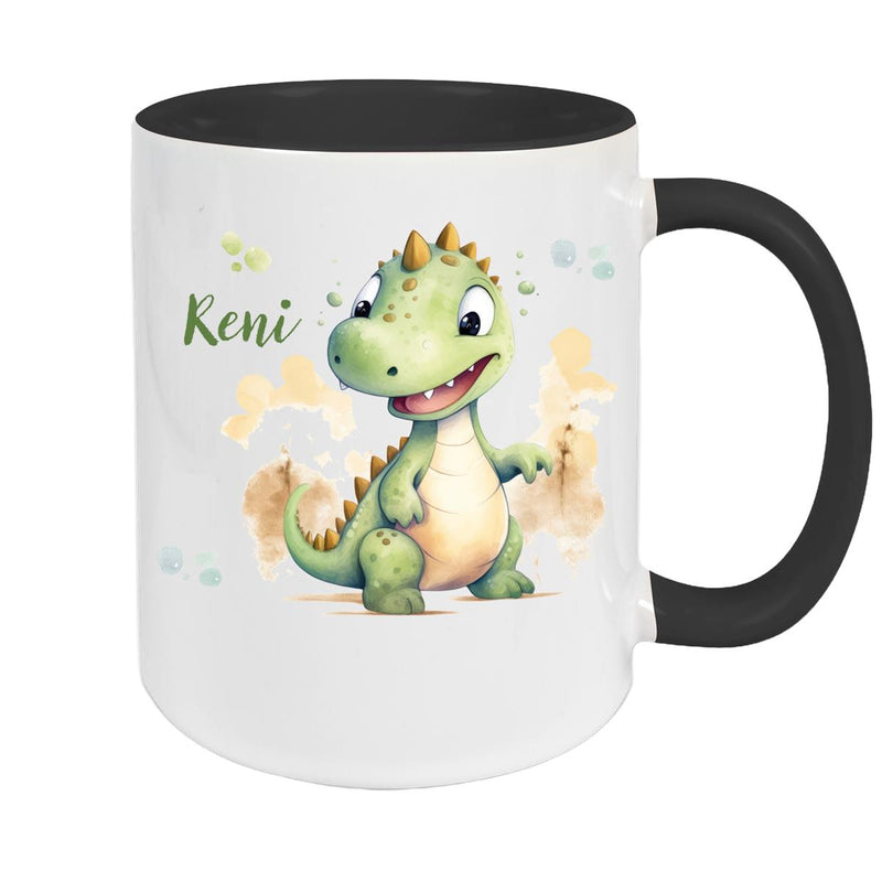 Tasse Wunschname Dino 3 Keramik Kinderbecher versch. Farben
