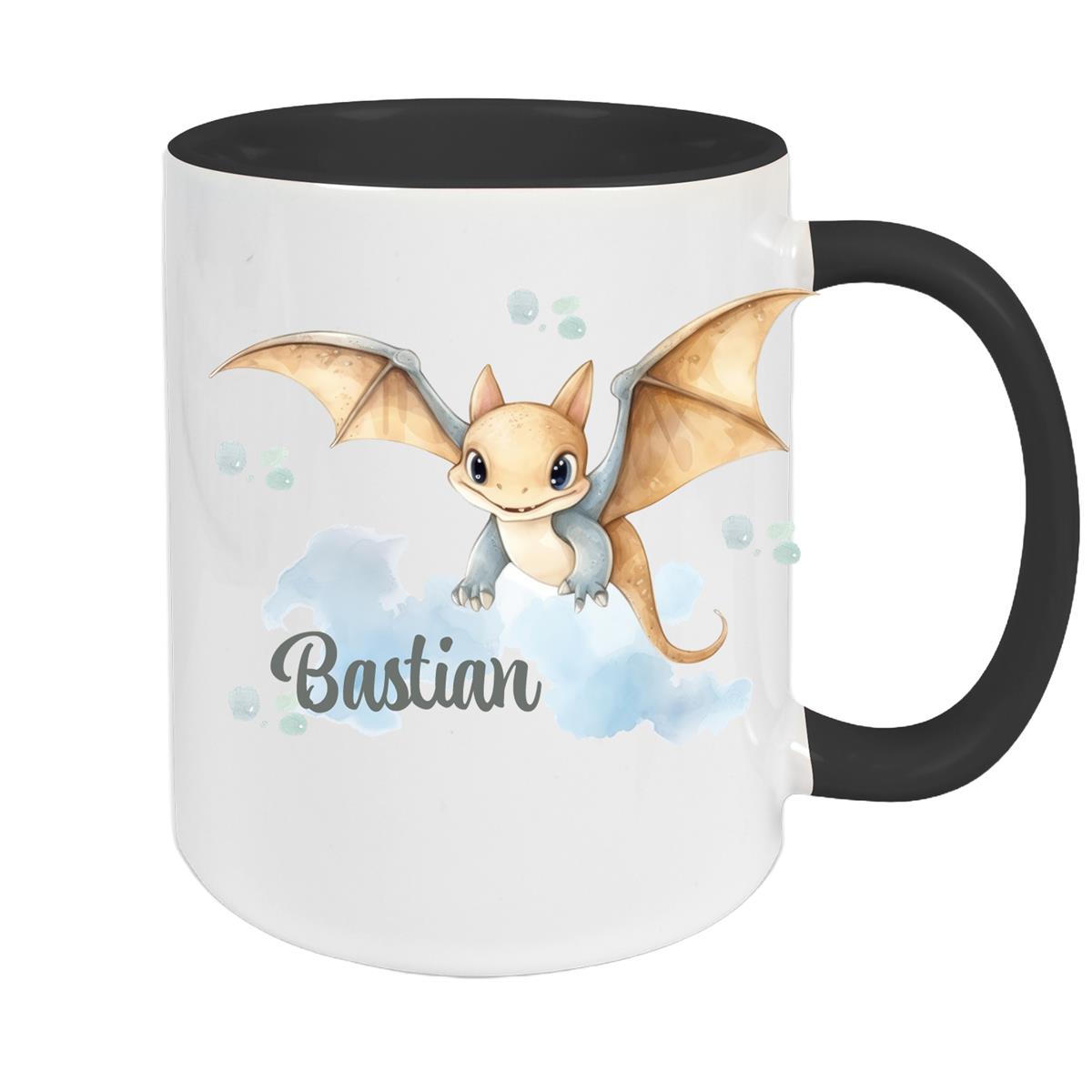 Tasse Wunschname Dino 4 Keramik Kinderbecher versch. Farben