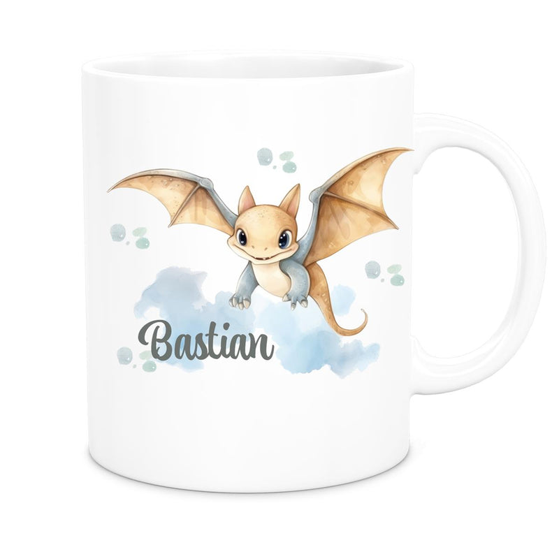 Tasse Wunschname Dino 4 Keramik Kinderbecher versch. Farben