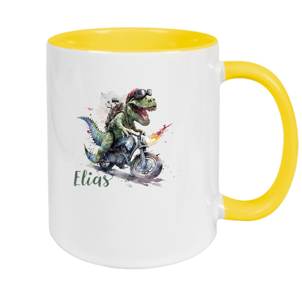 Tasse Dino 5 Wunschname Keramik Kinderbecher Personalisiert versch. Farben