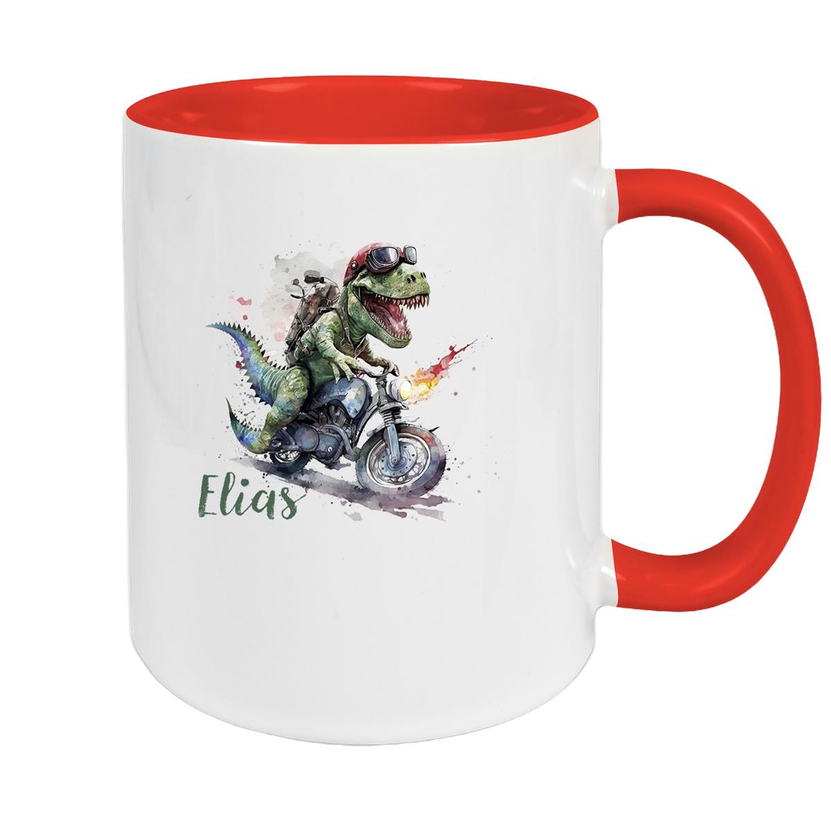 Tasse Dino 5 Wunschname Keramik Kinderbecher Personalisiert versch. Farben